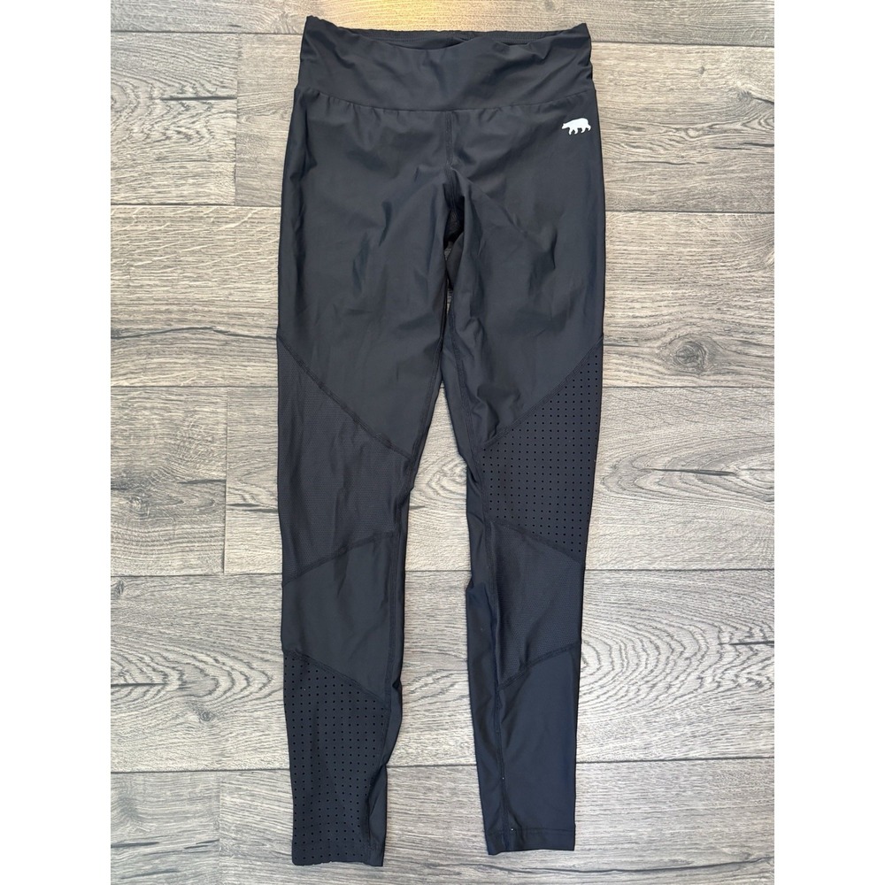 Running Bare Leggings Womens Small 4/6 Black Drawstring Running Gym Yoga 26" EUC